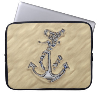 Housse Pour Ordinateur Portable Ancre de corde chromée sur la plage