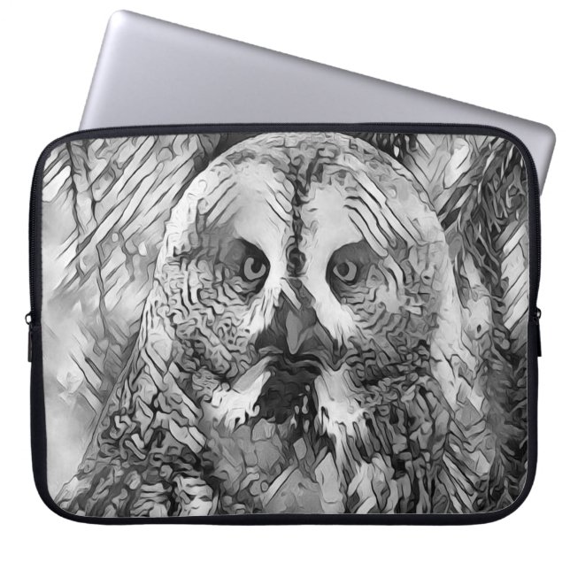 Housse Pour Ordinateur Portable AnimalArtBW_Owl_001 (Devant)
