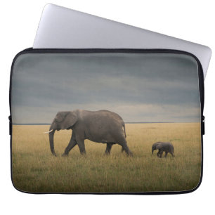 Housse Pour Ordinateur Portable Animaux de bébés cutest African Elephant Family