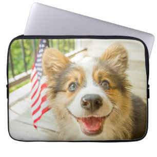 Housse Pour Ordinateur Portable Animaux de bébés cutest   Chiot de Corgi Patriotiq