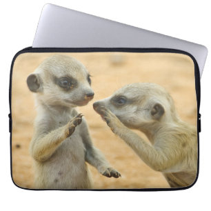 Housse Pour Ordinateur Portable Animaux de bébés cutest Deux jeunes Meerkats