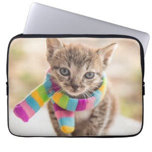 Housse Pour Ordinateur Portable Animaux de bébés cutest   Tabby Kitten Écharpe arc