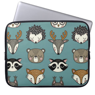 Housse Pour Ordinateur Portable Animaux de bois mignons Motif Vintage