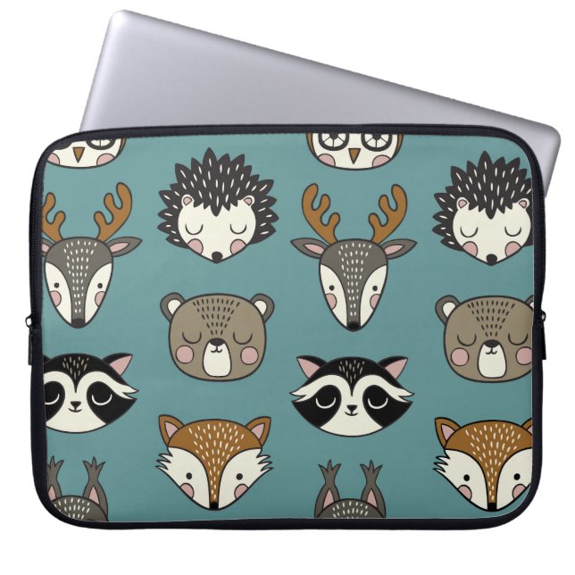 Housse Pour Ordinateur Portable Animaux de bois mignons Motif Vintage (Devant)