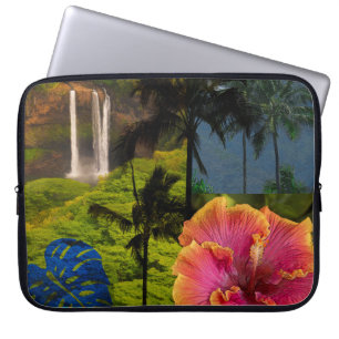 Housse Pour Ordinateur Portable Anini Beach, Kauai Hawaiian Collage Wetsuit