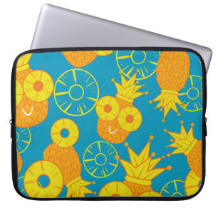 Housse Pour Ordinateur Portable Anneaux d'ananas : Caricature de Doodle Vintage.