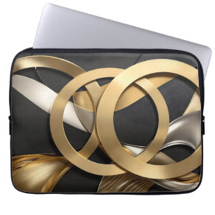Housse Pour Ordinateur Portable Anneaux d'or Art Abstrait - Design moderne de luxe