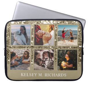 Housse Pour Ordinateur Portable Antique Gold Parties scintillant 6 Photo Collage a