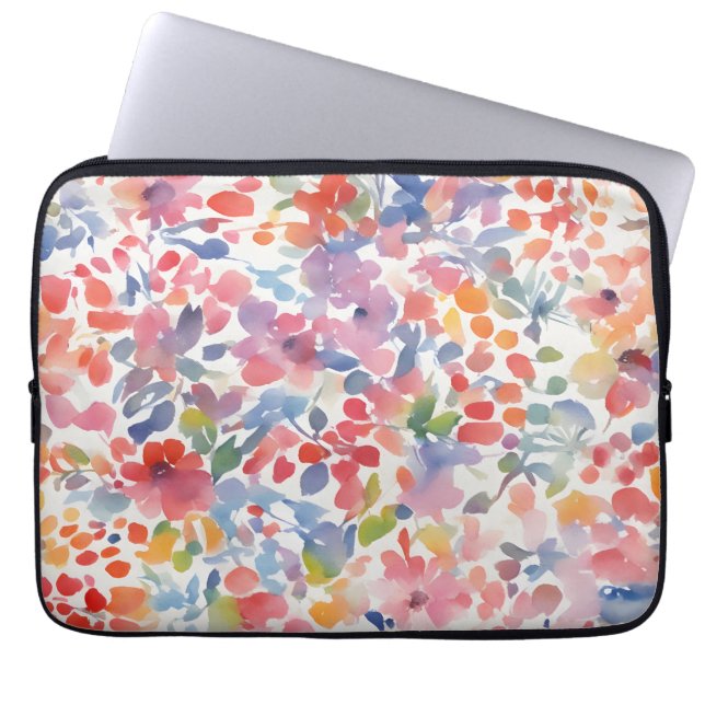 Housse Pour Ordinateur Portable Aquarelle Abstraite Flore perdue (Devant)