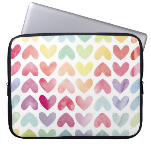 Housse Pour Ordinateur Portable Aquarelle colorée incolore peint coeur patter