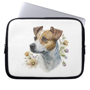 Housse Pour Ordinateur Portable Aquarelle couleur mignonne Floral Jack Russell Chi