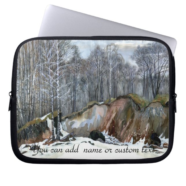 Housse Pour Ordinateur Portable Aquarelle de peinture de ravin neigeux (Devant)