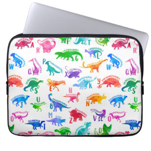 Housse Pour Ordinateur Portable Aquarelle Dinosaure Alphabet Dino coloré enfants