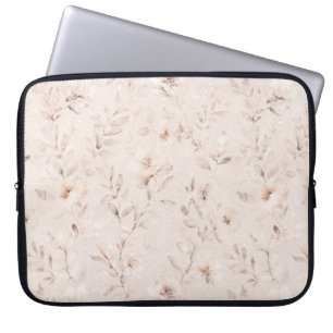 Housse Pour Ordinateur Portable Aquarelle douce branches florales neutre beige