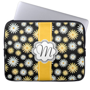 Housse Pour Ordinateur Portable Aquarelle expressive Motif de marguerites d'avril