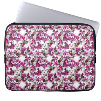 Housse Pour Ordinateur Portable Aquarelle florale - Design abstrait rose et blanc