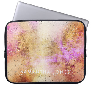 Housse Pour Ordinateur Portable Aquarelle Gold Rose Sky