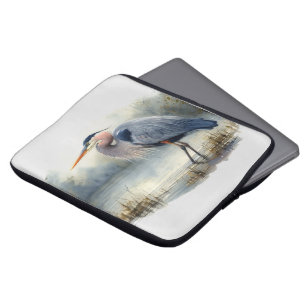 Housse Pour Ordinateur Portable Aquarelle Great Blue Heron Water Bird Faune