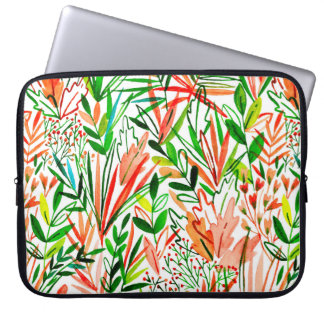 Housse Pour Ordinateur Portable Aquarelle motif sans couture avec feuilles exotiqu
