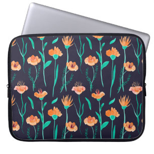 Housse Pour Ordinateur Portable Aquarelle motif sans faille avec feuilles et fanta