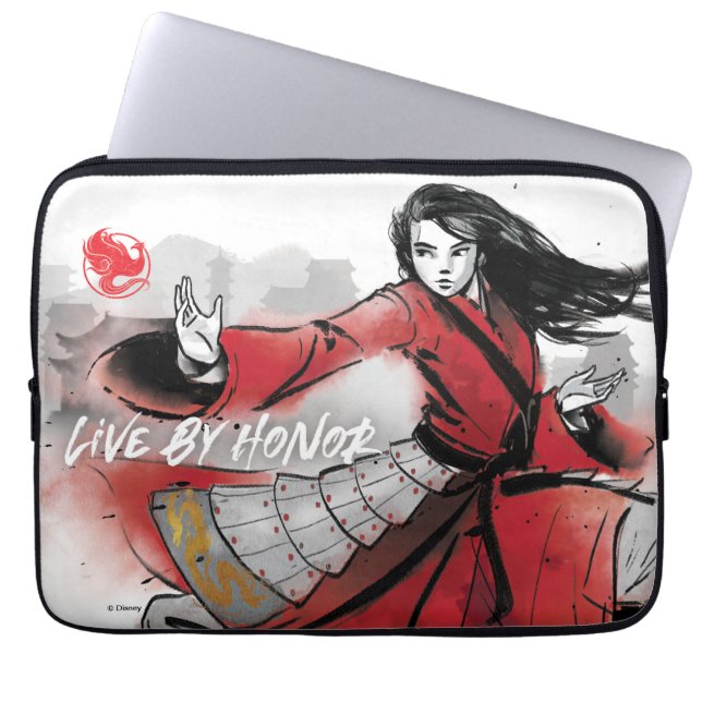 Housse Pour Ordinateur Portable Aquarelle Mulan "Live By Honor" (Devant)