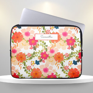 Housse Pour Ordinateur Portable Aquarelle orange Floral