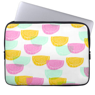 Housse Pour Ordinateur Portable Aquarelle Pastèque Rose Vert Jaune Motif