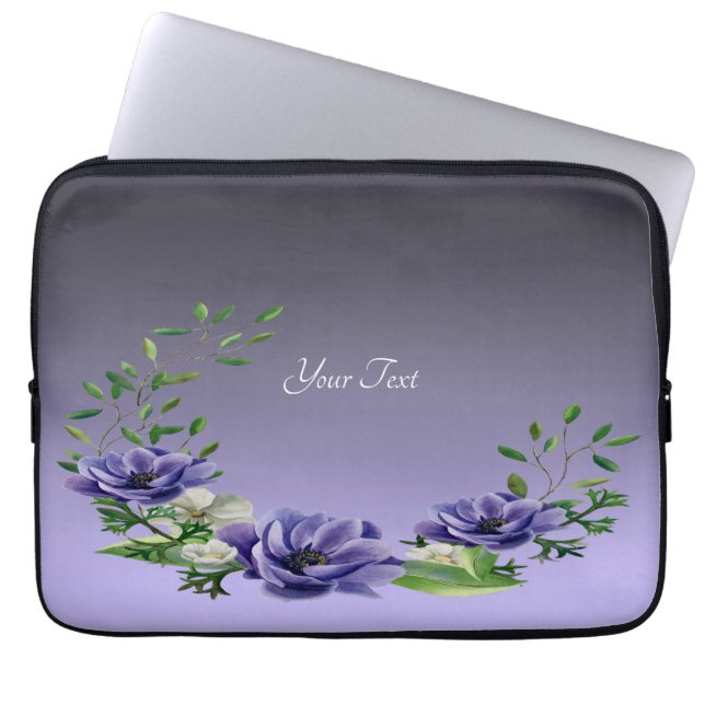 Housse Pour Ordinateur Portable Aquarelle Pauple Fleurs Portable Sleeve (Devant)
