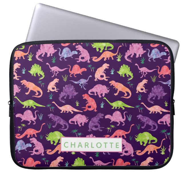 Housse Pour Ordinateur Portable Aquarelle personnalisée Dinosaure Motif enfants ro (Devant)