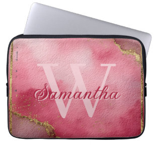 Housse Pour Ordinateur Portable Aquarelle rose Arrière - plan avec Parties scintil