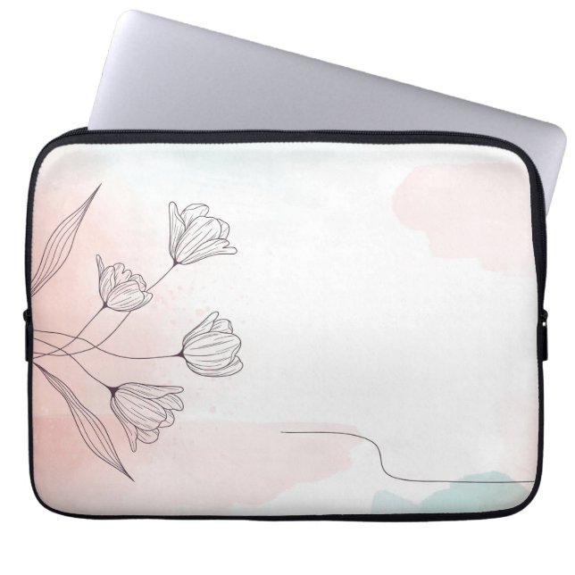 Housse Pour Ordinateur Portable Aquarelle rose romantique Floral (Devant)