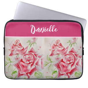 Housse Pour Ordinateur Portable Aquarelle rose Rose personnalisable