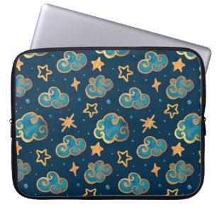 Housse Pour Ordinateur Portable Aquarelle sans couture motif avec la lune, étoiles