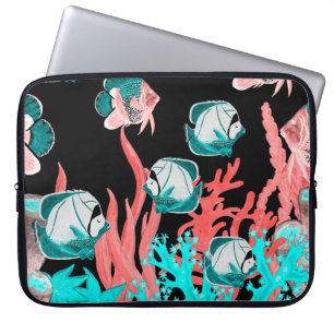 Housse Pour Ordinateur Portable Aquarelle sans couture motif avec poissons exotiqu