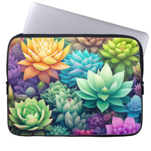 Housse Pour Ordinateur Portable Aquarelle Verdure Succulents Collage