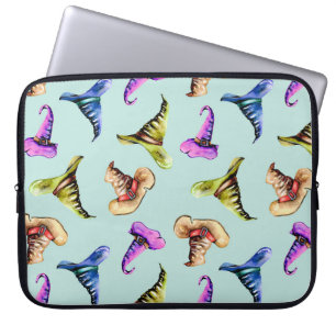 Housse Pour Ordinateur Portable Aquarelle vieux casquettes : arrière - plan bleu.