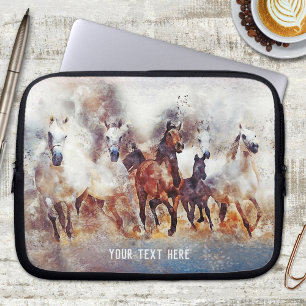 Housse Pour Ordinateur Portable Aquarelle Wild Runses Chevaux Manches Ordinateur P