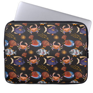 Housse Pour Ordinateur Portable Aquatic animals pattern ocean underwater life 11