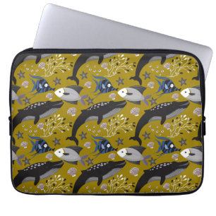 Housse Pour Ordinateur Portable Aquatic animals pattern   ocean underwater life 18