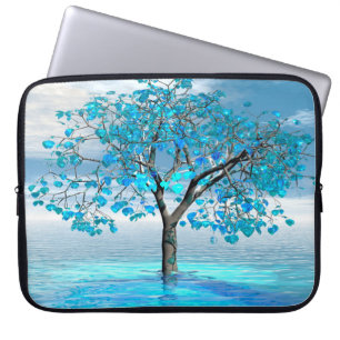 Housse Pour Ordinateur Portable Arbre bleu cristal
