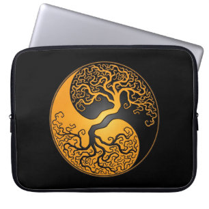 Housse Pour Ordinateur Portable Arbre jaune et noir de Yin Yang