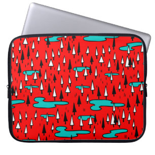 Housse Pour Ordinateur Portable Arbres à main levée : motif de Noël scandinave.