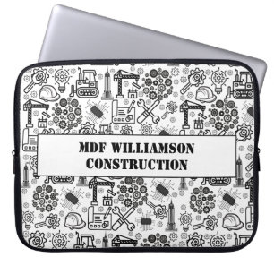 Housse Pour Ordinateur Portable Architectural Blueprint Engineer noir et blanc