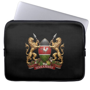 Housse Pour Ordinateur Portable Armoiries du Kenya symbole emblème drapeau du pays