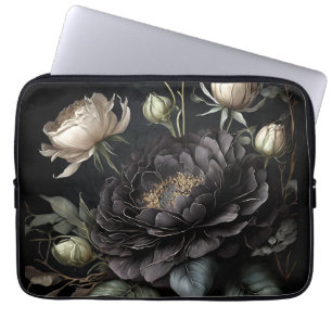 Housse Pour Ordinateur Portable Arrangement gothique Rose Fleur noire