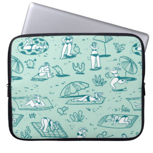 Housse Pour Ordinateur Portable Arrière - plan avec des filles de plage d'été. Pat