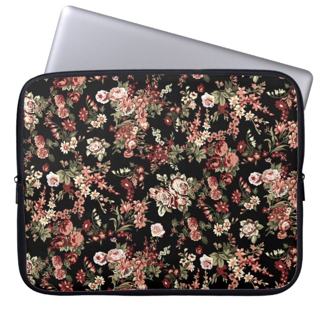 Housse Pour Ordinateur Portable Arrière - plan floral sans couture : motif fleuri. (Devant)