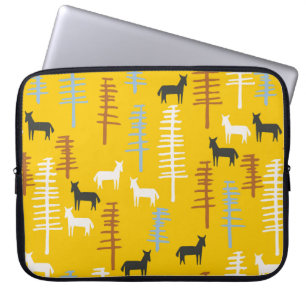 Housse Pour Ordinateur Portable Arrière - plan tribal avec chevaux et arbres, créa