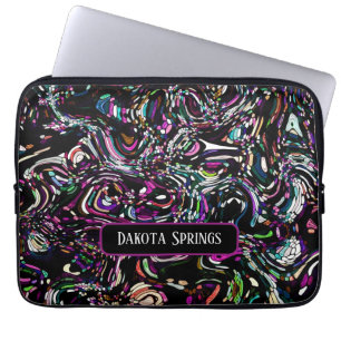 Housse Pour Ordinateur Portable Art Abstrait personnalisé Black Swirl violet