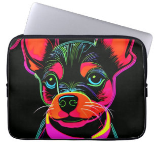 Housse Pour Ordinateur Portable Art de chiot canin néon